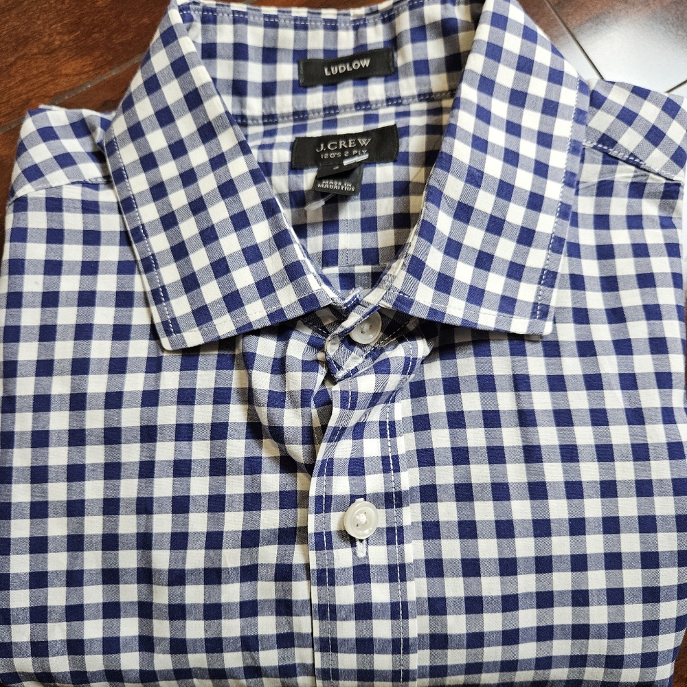 J. Crew Men's Blue Checkered Shirt